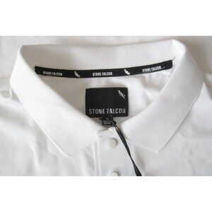 Stone Falcon Polo Shirt Men Preppy Academic Lightweight White Sz XL (MT962)